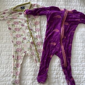 3 Kickee Pants Footed Pajamas Sleeper baby girl plus more! NB, 0-3 months